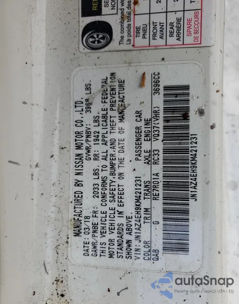 2019 Nissan 370Z Base z USA, uszkodzony, nr VIN JN1AZ4EH9KM421231